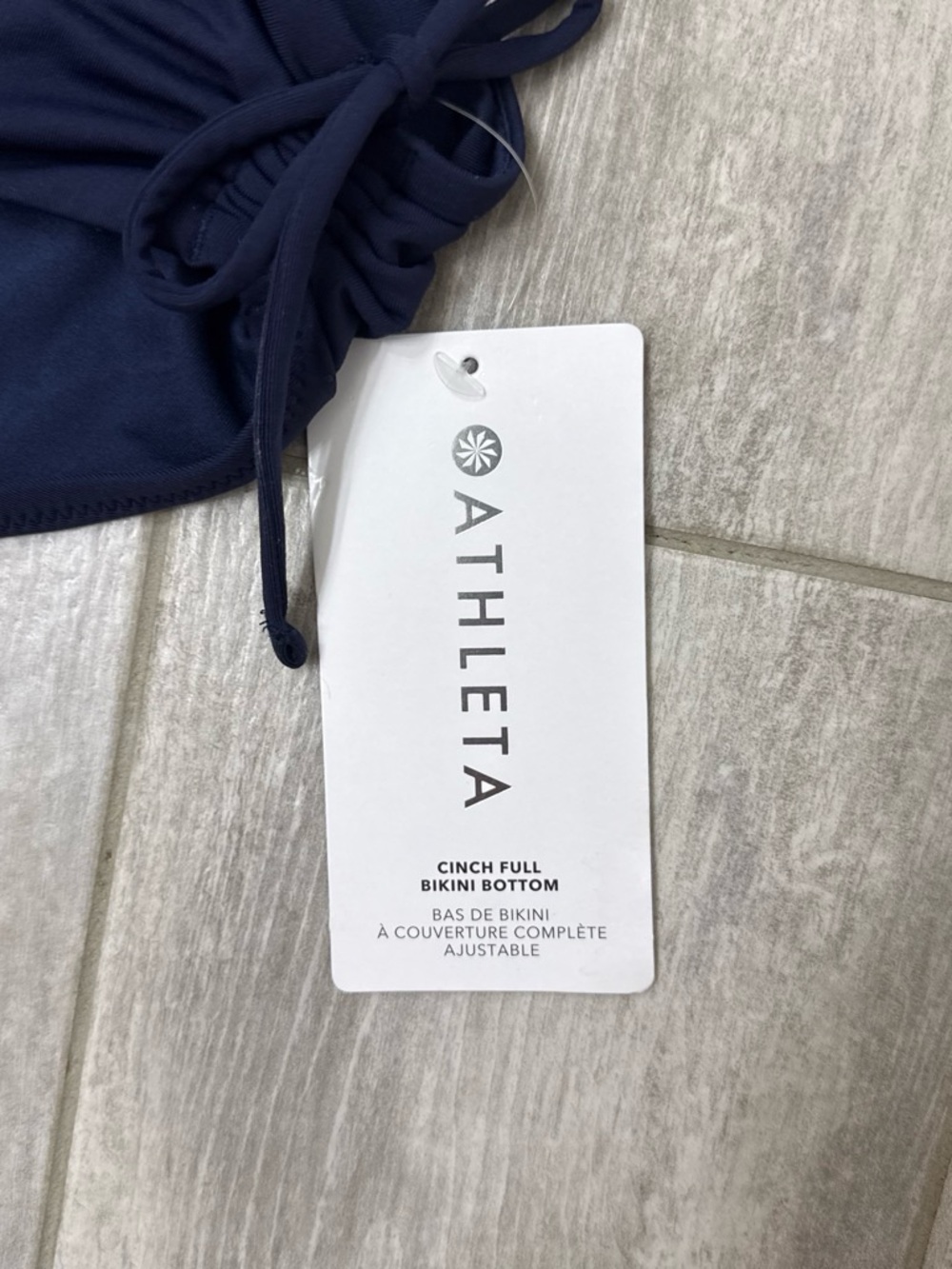 NWT! Athleta Women's Navy cinch-Tie Swim Bottom - Picture 2 of 6